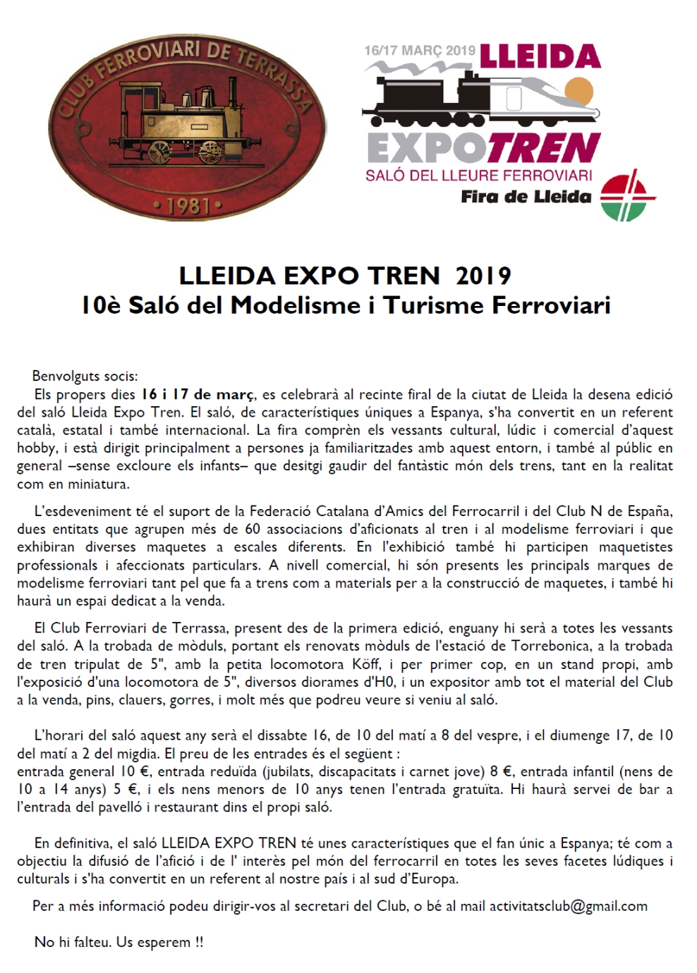 Lleida ExpoTren 2019. Fira de Lleida