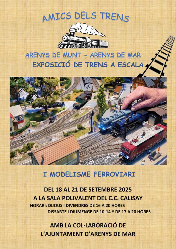 CARTELL_EXPOSICIO_page_0001.jpg.707x1000 Exposició de trens a escala. Amics del Trens. Arenys de Munt – Arenys de Mar. I Modelisme Ferroviari.